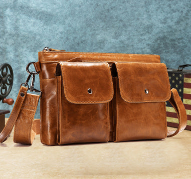 Bolsa Crossbody de Cuero Genuino para Hombre, Bandolera Casual - Image 5