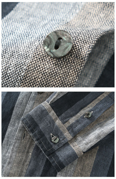 Camisa de Lino para Hombre con Mangas Largas y Rayas a Juego - Image 15