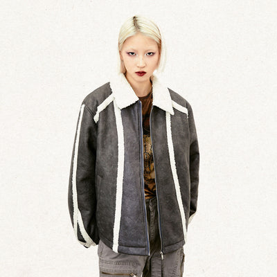 Chaqueta Retro Street con Costuras de Lana de Cordero