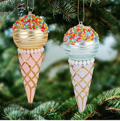Adorno Navideño de Árbol Helado con Colgante de Vidrio - Image 11