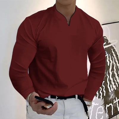 Camiseta Manga Larga Cuello V Transpirable para Hombre - Image 7