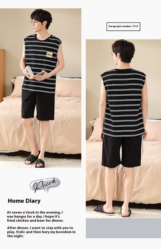 Pijama Tipo Chaleco sin Mangas para Hombre - Algodón Puro Verano - Image 33