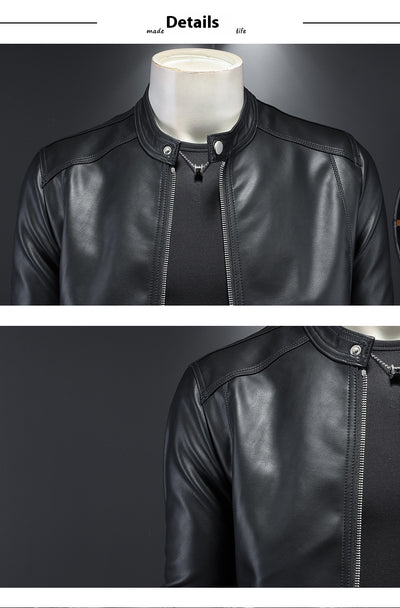 Chaqueta de Cuero Motociclista Slim Fit para Otoño Invierno - Image 12