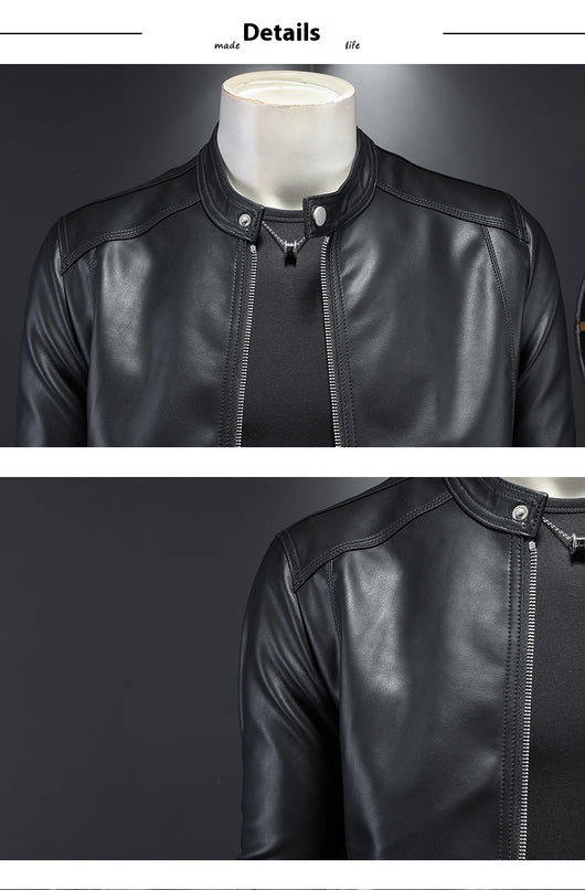 Chaqueta de Cuero Motociclista Slim Fit para Otoño Invierno - Image 12