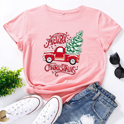 Camiseta Suelta Estampada Cuello Redondo Manga Corta para Mujer - Image 23