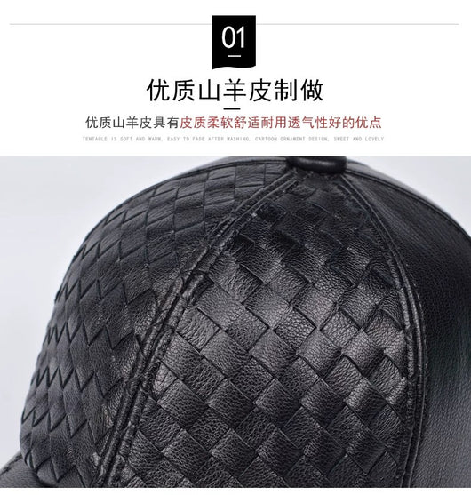 Gorra de Beisbol Invierno Cuero Genuino Piel de Cabra para Hombre - Image 25
