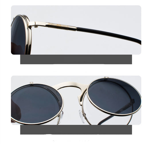 Gafas de Sol Steampunk Retro Abatibles Marco Redondo Metal - Image 29