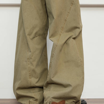 Pantalones Khaki Premium Deconstrucción Retro Pierna Ancha para Hombre - Image 5