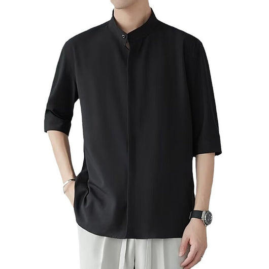 Camisa Cuello Mao Manga Corta Estilo Chino - Image 5