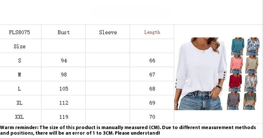 Blusa Elegante Estampada con Botones y Mangas 3/4 Cuello Redondo - Image 21