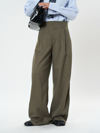 Pantalones Casuales Rectos con Corte Vertical y Acabado Liso - Image 43