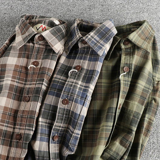 Camisa de Cuadros Manga Larga Texturizada para Hombre - Estilo Casual Lavado - Image 3