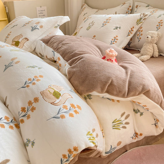 Juego de Cama Invierno Franela Coral 4 Piezas - Funda Nórdica y Sábanas Gruesas - Image 33