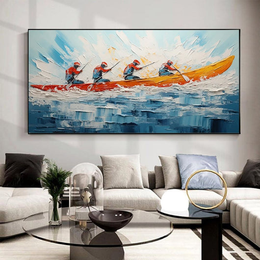 Cuadro Óleo Artesanal Gran Formato - Paisaje Marino con Velero para Sala de Estar - Image 16