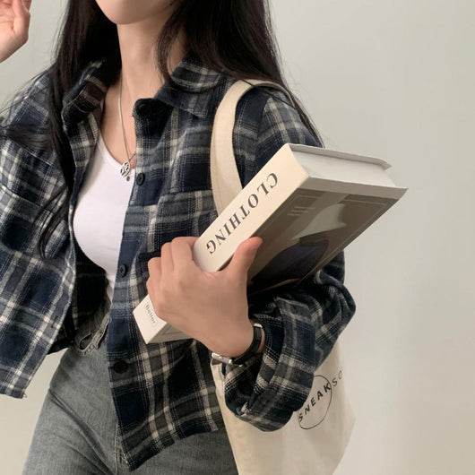 Camisa Cuadrille Oversized de Manga Corta - Image 6