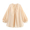 Blusa Holgada Cuello en V con Mangas Largas