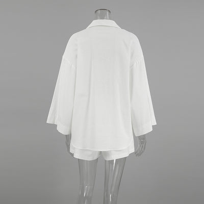 Conjunto de Lino Suelto para Mujer - Camisa y Shorts 100% Algodón - Image 12