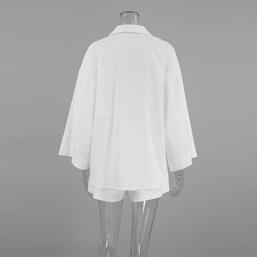 Conjunto de Lino Suelto para Mujer - Camisa y Shorts 100% Algodón - Image 12