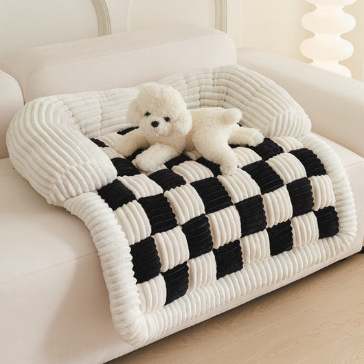 Cama Térmica Ajedrezada para Mascotas - Confort Otoño e Invierno