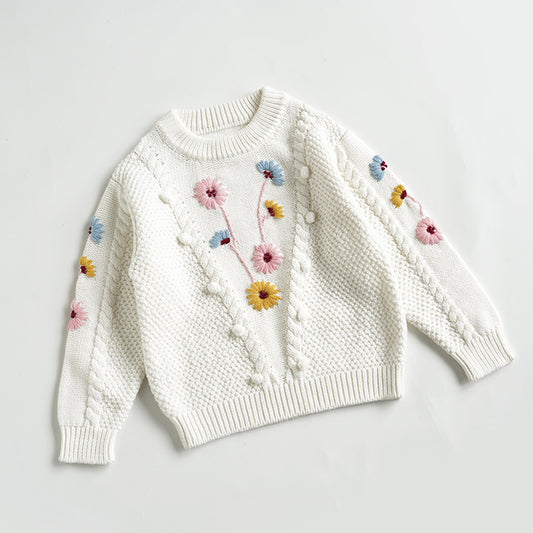 Suéter de Algodón para Bebé con Flores Bordadas a Mano - Image 2