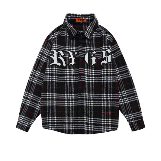 Camisa Cuadriculada con Bordado de Letras para Hombre
