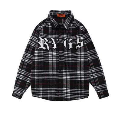 Camisa Cuadriculada con Bordado de Letras para Hombre