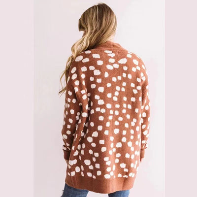 Cardigan Tejido Suelto con Lunares Irregulares para Mujer - Image 9