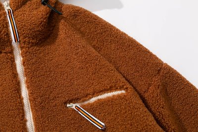 Chamarra Casual de Velvet de Cordero con Capucha para Hombre - Image 9