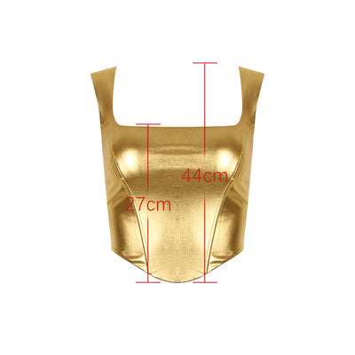 Top Corto Dorado con Tirantes Finos y Corte Ajustado - Image 15
