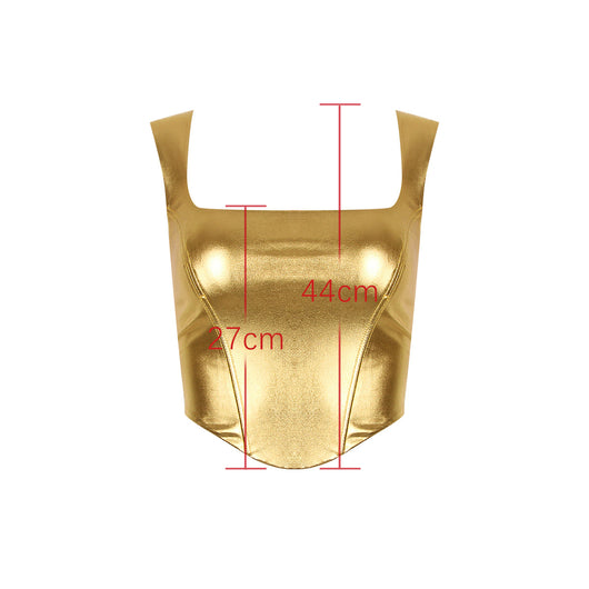 Top Corto Dorado con Tirantes Finos y Corte Ajustado - Image 15