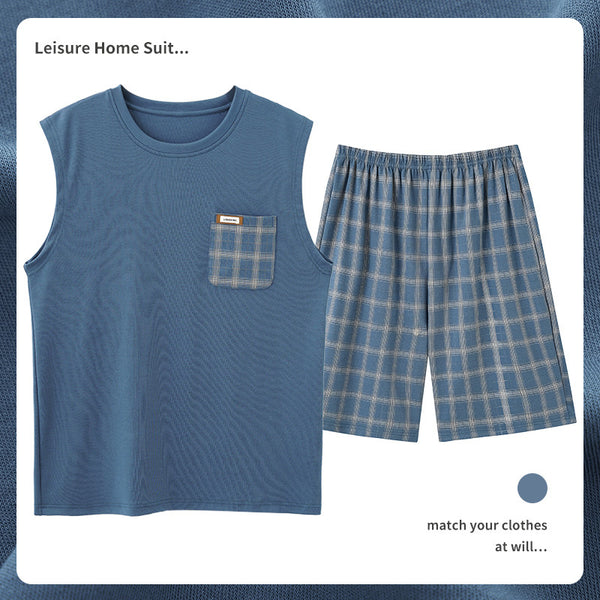 Pijama Masculino de Algodón Transpirable Absorbente de Humedad