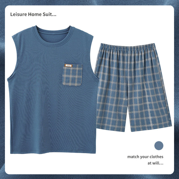 Pijama Masculino de Algodón Transpirable Absorbente de Humedad
