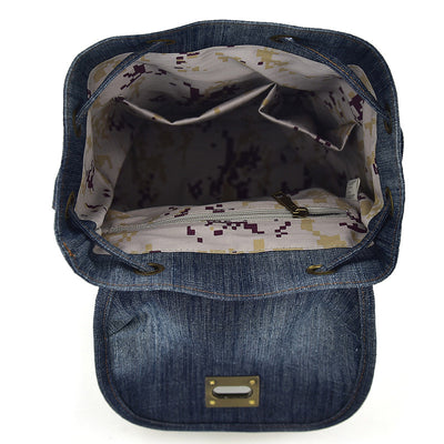 Mochila Denim Retro con Cordón y Bolsillos Funcionales para Mujer - Image 8