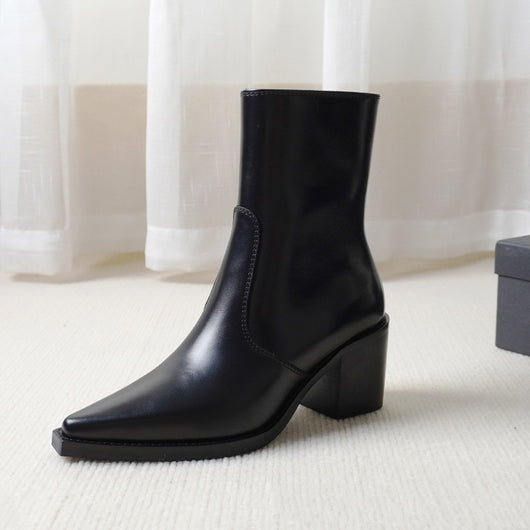 Botas Martin de Cuero Genuino con Tacón Grueso para Otoño e Invierno - Image 10