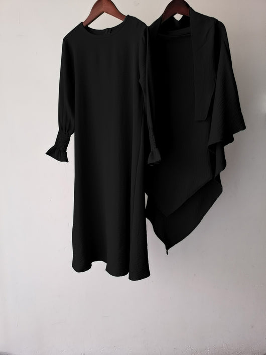 Vestido Liso con Cuello Redondo y Volantes Ondulados - Image 22