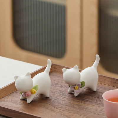Juego de Ceremonia de Té Felino en Cerámica