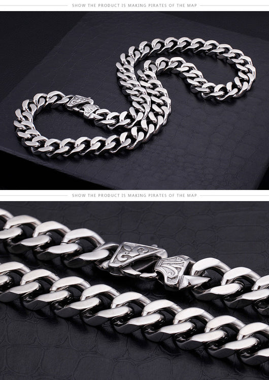 Collar de Acero Titanio Cadena Gruesa Estilo Caballo para Hombre - Image 8