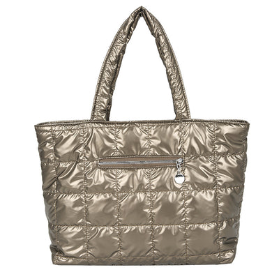 Bolsa de Hombro Cuadrada con Costura a Cuadros en Nylon - Image 14