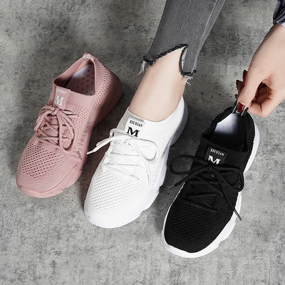 Zapatillas Deportivas Tejidas Transpirables para Mujer - Diseño Moderno con Cordones - Image 9