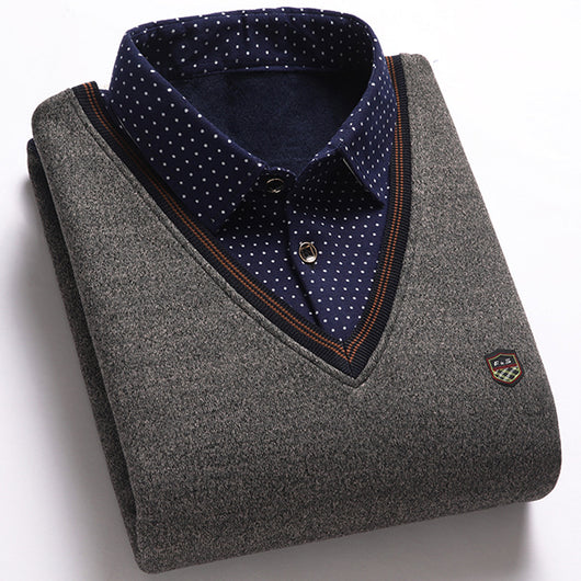 Suéter para Hombre con Cuello Falso de Dos Piezas - Image 21
