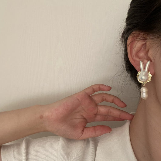 Pendientes de Conejito con Perla Barroca y Plata de Ley 925 - Image 9