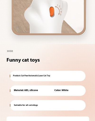 White cat's paw shaped laser toy with orange paw pads and a black laser emitter, labeled "Battery Model." - Image 13