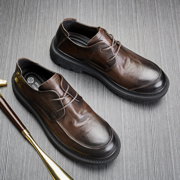 Zapatos Casuales de Cuero para Hombre - Estilo Retro Británico Transpirables