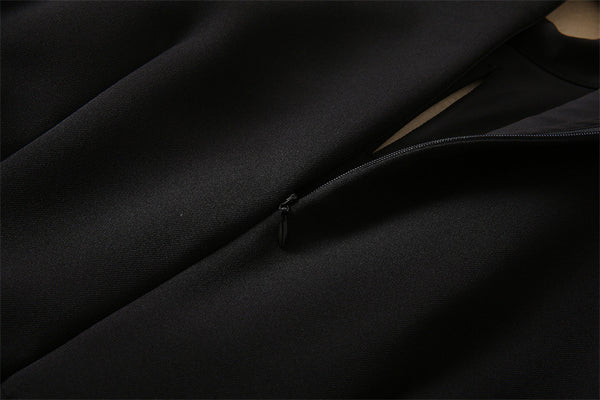 Jumpsuit Ejecutivo de Manga Larga con Cintura Ajustada Negro