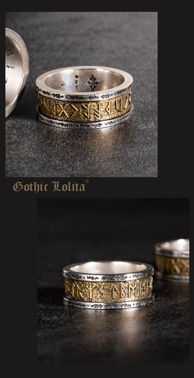 Anillo de Cobre con Runas Vikingas e Incrustación de Plata para Hombre - Image 9