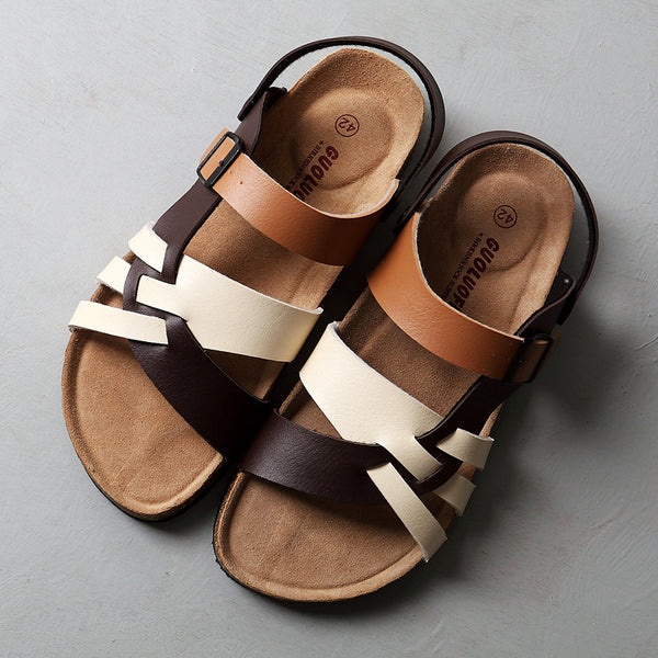Sandalias Hombre Diseño Calado con Corcho Natural