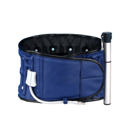 Blue inflatable waist supporter fixing band with black interior, white inflation tube, and hook-and-loop closure. - Image 7