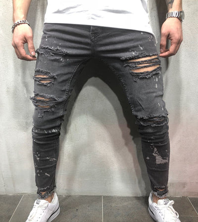 Jeans Skinny Ajustados para Hombre con Dobladillo Deshilachado y Pliegues - Image 10
