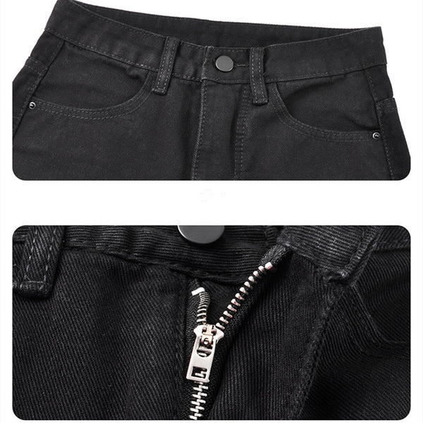 Jeans Negros Cintura Alta Micro Acampanados Pierna Recta