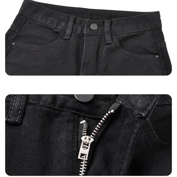 Jeans Negros Cintura Alta Micro Acampanados Pierna Recta